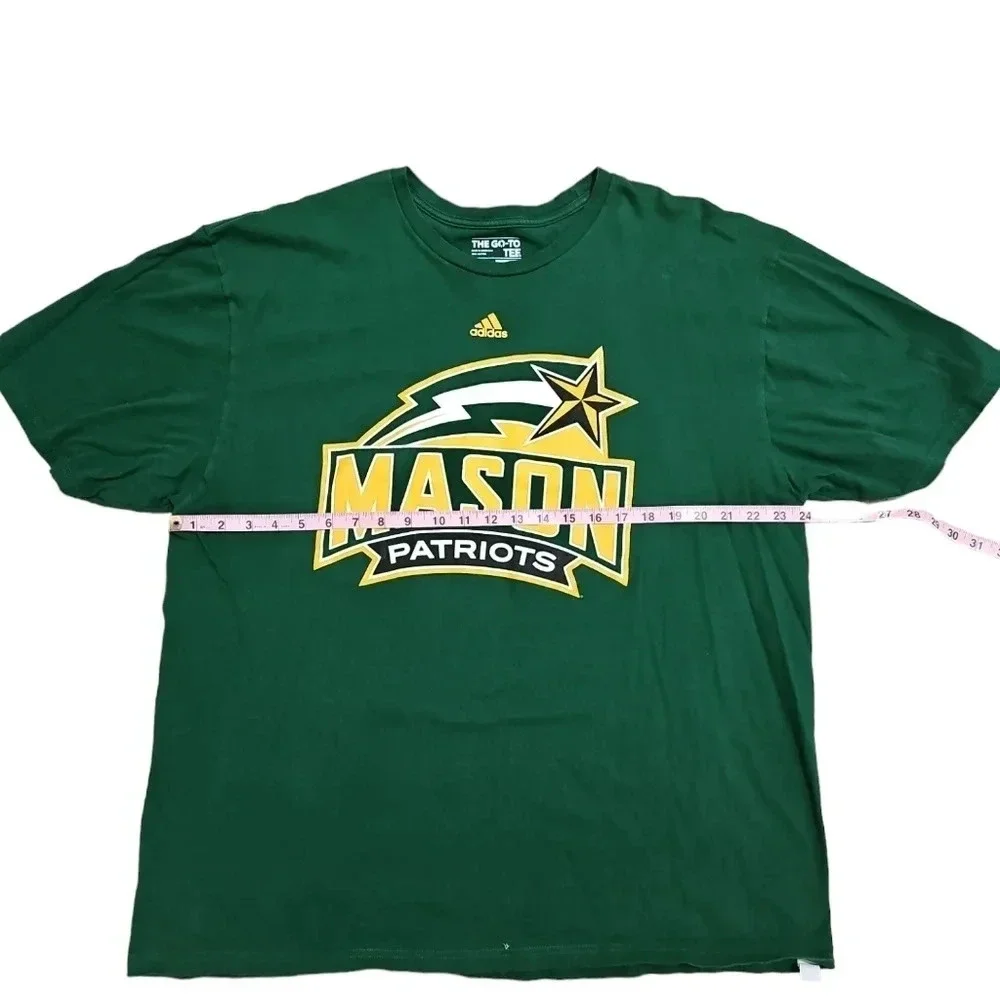 Adidas Men 2XL Shirt Green Cotton Graphic George Mason Patriots Iconic Statement - Picture 6 of 7